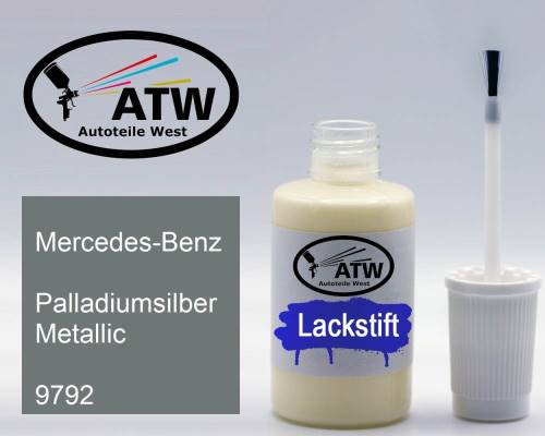 Mercedes-Benz, Palladiumsilber Metallic, 9792: 20ml Lackstift, von ATW Autoteile West.